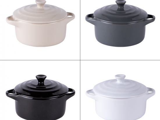 Set de 4 mini cocottes zen 9 cm en grès