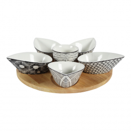 Service apéritif goutte 7 pièces evora en porcelaine