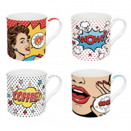 Coffret 4 mugs 30 cL Atmosphère Pop Art