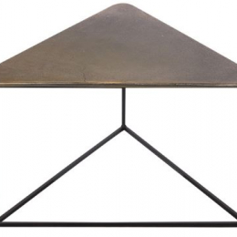 Table basse triangle en métal doré