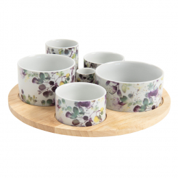 Service apéritif tournant garden en porcelaine